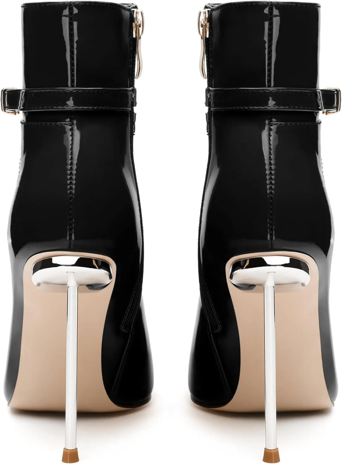 WAYDERNS High Heel Ankle Boots for Women Pointed Toe Patent Stiletto Heels 4.3 Inch with Side Zipper Booties Sexy Evening Party Dating Short Boots