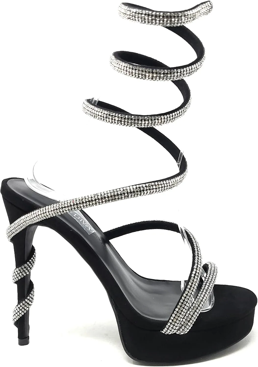 Wild Diva Women's Liz-34 Rhinestone Wrap Around Coil Spiral Embellished Straps & Heels Platform Stiletto Heels Sandals