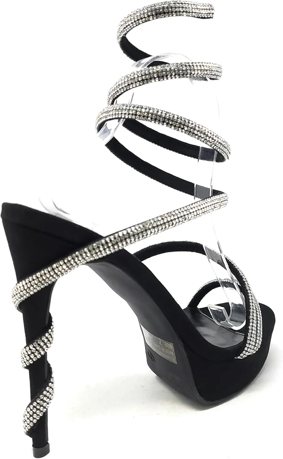 Wild Diva Women's Liz-34 Rhinestone Wrap Around Coil Spiral Embellished Straps & Heels Platform Stiletto Heels Sandals