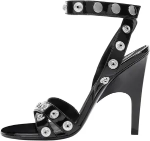 Women's Heeled Sandals Open Toe Wrap Around High Heels Strappy Cross Patchwork Leather Buckle Sandals Comfortable Party Dress Shoes
