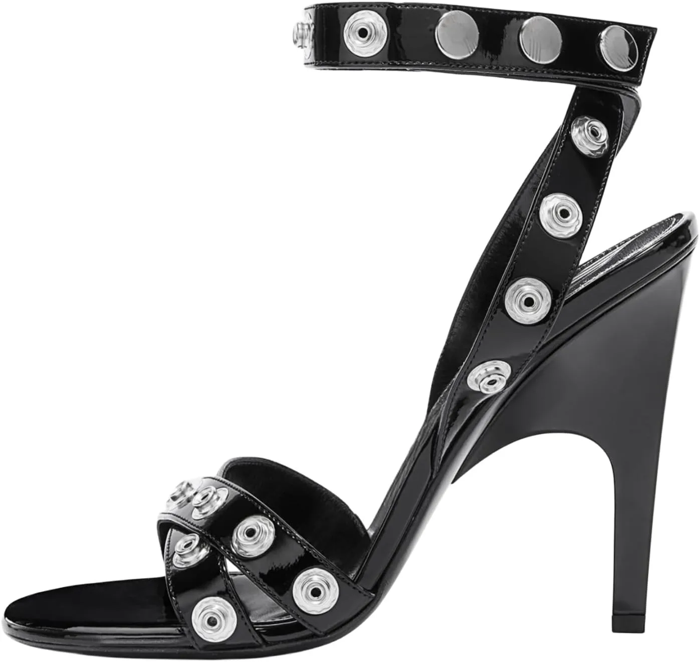 Women's Heeled Sandals Open Toe Wrap Around High Heels Strappy Cross Patchwork Leather Buckle Sandals Comfortable Party Dress Shoes