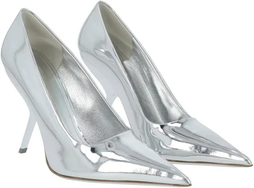 Women's Heels for Women Pointed Toe Stiletto Heels Slip On Pumps Patent Leather Red Black Silver Pumps Wedding Dress Office Shoes for Women