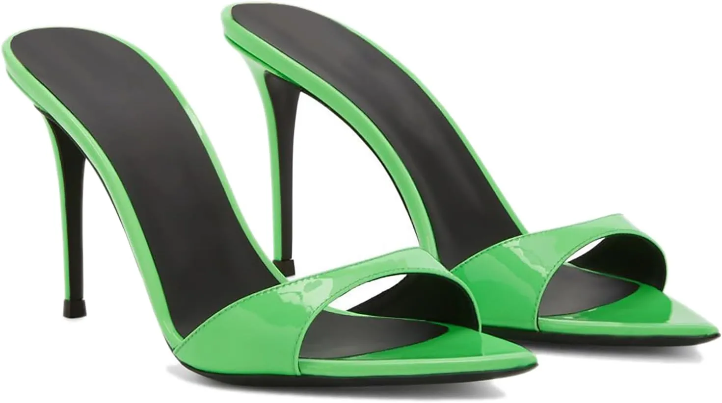 Women'S Leather Pointed Open Toe Stiletto Sandals Fashionable Slip-On High Heel Dress Mule Sandals Office Party Formal Slingback Pumps