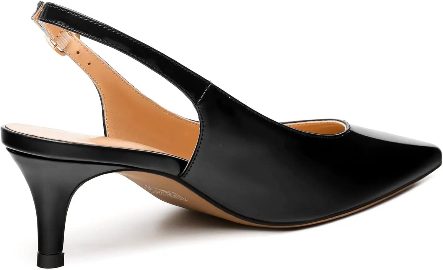 Women's Low Stiletto Heel Pumps, Pointed Toe Slingback with Adjustable Buckle, Versatile Work/Date/Party Solid Colors Shoes for Women