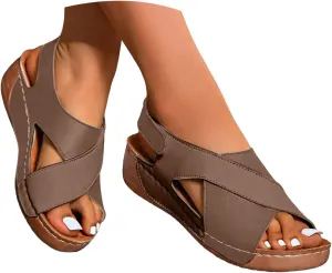 Womens Sandals Dressy Color Block Wedge Sandals Women Open Toe Back Strap Flats Shoes For Walking Summer Hiking Work