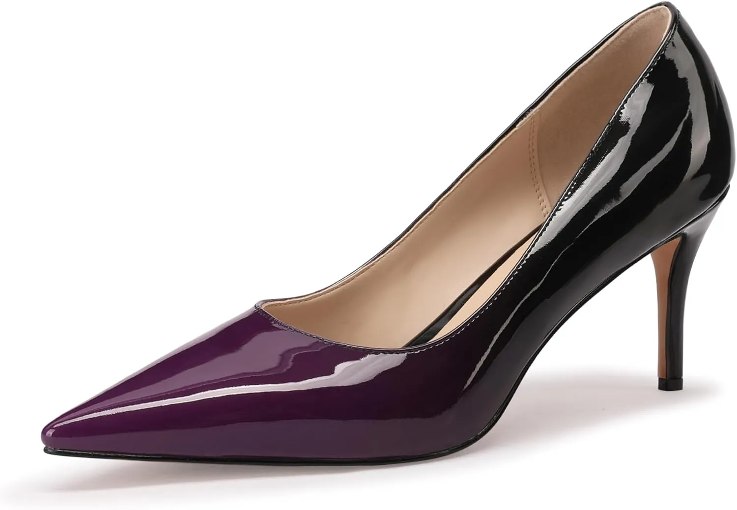 XINIUNIU Kitten Heels for Women Pumps Gradient Patent Leather 2.25 inches 6CM Formal Shoes Sexy Fashion Stiletto Dress Shoes Wedding Shoes Pointed Toe