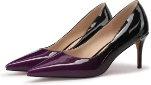 XINIUNIU Kitten Heels for Women Pumps Gradient Patent Leather 2.25 inches 6CM Formal Shoes Sexy Fashion Stiletto Dress Shoes Wedding Shoes Pointed Toe
